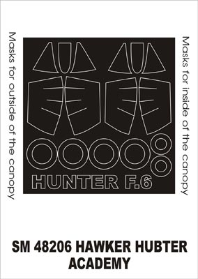 Hawker Hunter F.6/FGA.9 canopy frame paint masks (inside and outside) (designed to be used with Academy and Italeri kits)