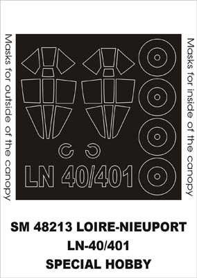 Loire-Nieuport LN.40/401 French Navy Dive-Bomber canopy frame paint masks (inside and outside) (designed to be used with Special Hobby kits)