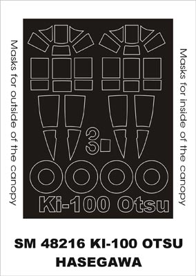 Kawasaki Ki-100 Otsu canopy frame paint masks (inside and outside) (designed to be used with Hasegawa kits)