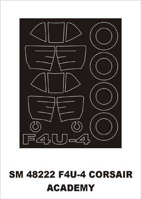 Vought F4U-4 Corsair canopy frame paint masks (inside and outside) (designed to be used with Academy kits)