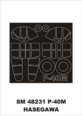 Curtiss P-40M canopy frame paint masks (inside and outside) (designed to be used with Hasegawa kits)