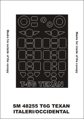 North-American T-6G Texan canopy frame paint masks (inside and outside) (designed to be used with Italeri kits)