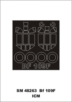 Messerschmitt Bf-109F canopy frame paint masks (inside and outside) (designed to be used with ICM UA UK kits)