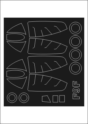 Grumman F9F-3 PANTHER canopy frame paint masks (inside and outside) (designed to be used with Trumpeter kits)