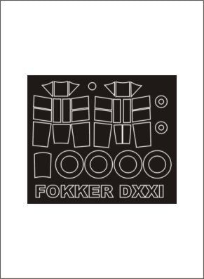 FOKKER D.XXI canopy frame paint masks (inside and outside) (designed to be used with Special Hobby kits)