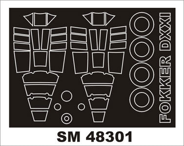 Fokker D.XXI (Wasp Engine) canopy frame paint masks (inside and outside) (designed to be used with Special Hobby kits)