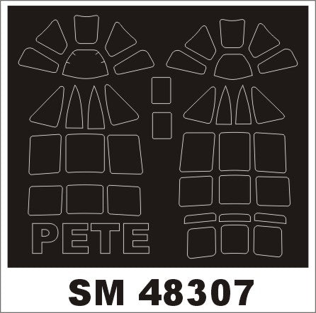 Mitsubishi F1M2 Pete canopy frame paint masks (inside and outside) (designed to be used with Hasegawa kits)