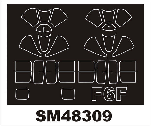 Grumman F6F HELLCAT canopy frame paint masks (inside and outside) (designed to be used with EDUARD kits)