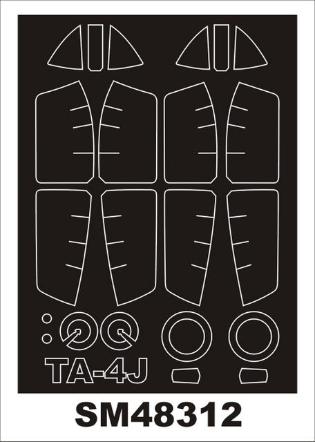 Douglas TA-4 SKYHAWK canopy frame paint masks (inside and outside) (designed to be used with Hasegawa kits)