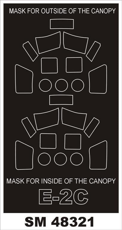 Grumman E-2C Hawkeye canopy frame paint masks (inside and outside) (designed to be used with Kinetic Model kits)