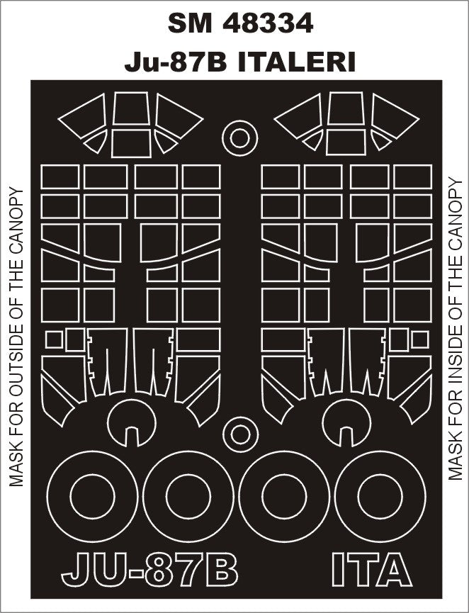 Junkers Ju-87B-2/R-2 'Stuka' canopy frame paint masks (inside and outside) (designed to be used with Italeri kits)