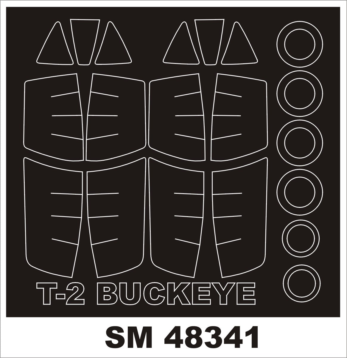 North-American T-2 Buckeye canopy frame paint masks (inside and outside) (designed to be used with Special Hobby kits)