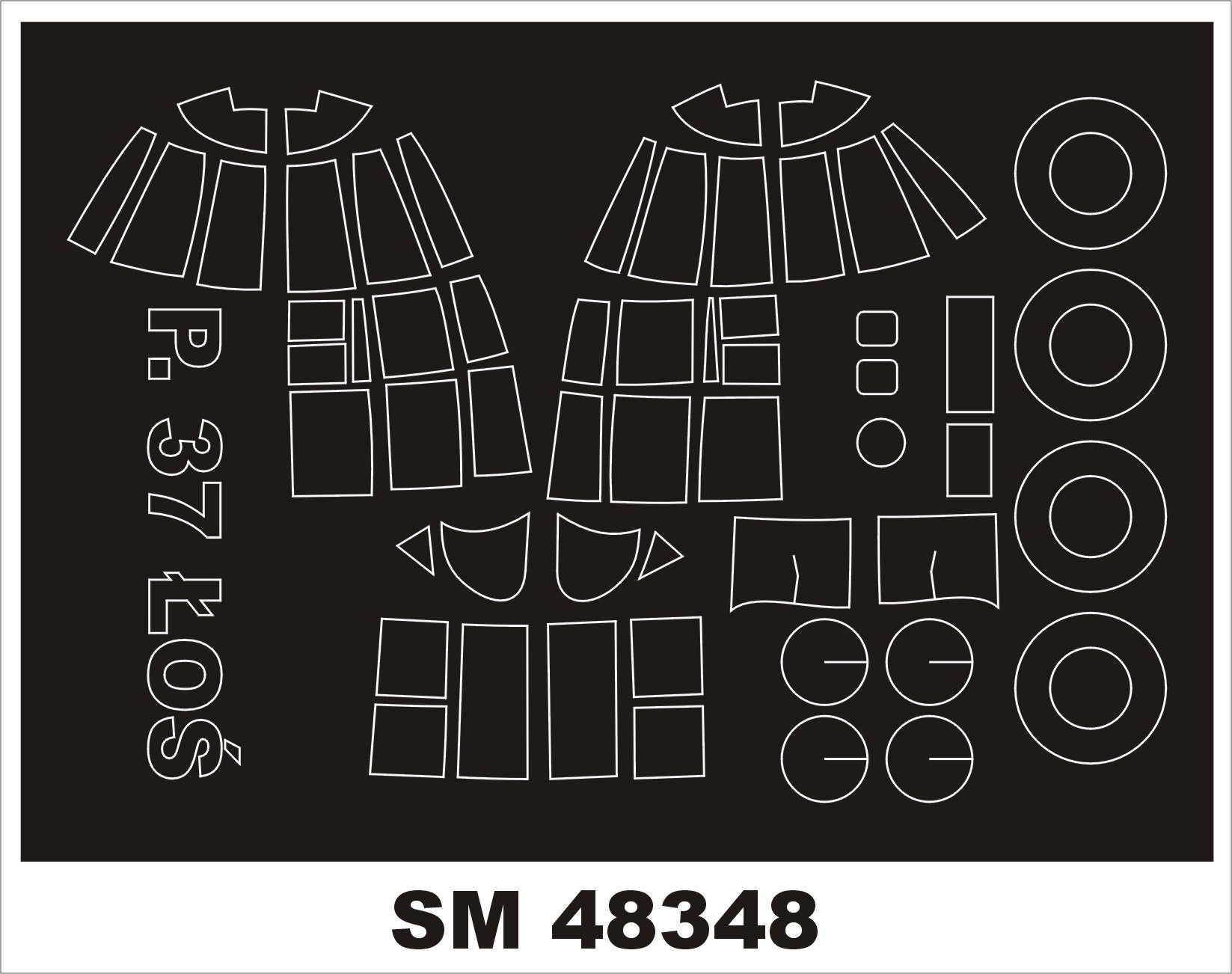 PZL P.37 Los canopy frame paint mask (outside only) (designed to be used with MIRAGE kits)