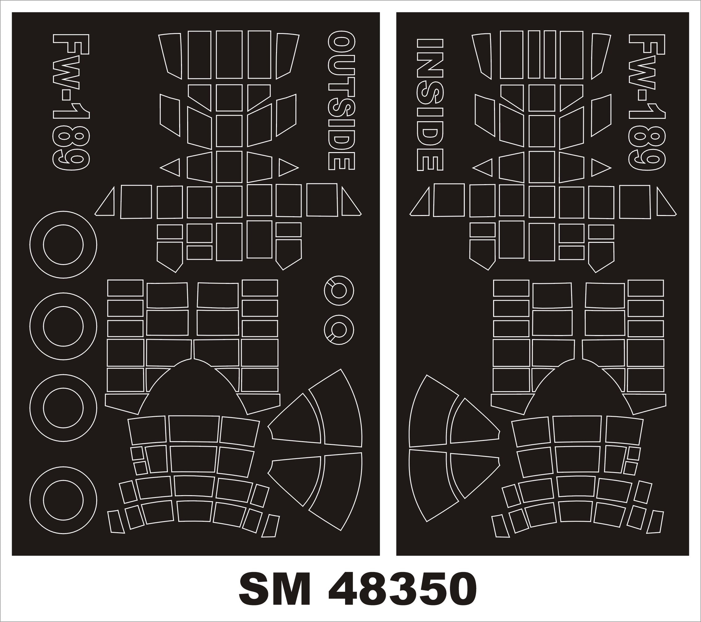 Focke-Wulf Fw-189A-1 Nacht Jager canopy frame paint masks (inside and outside) (designed to be used with Great Wall Hobby kits)