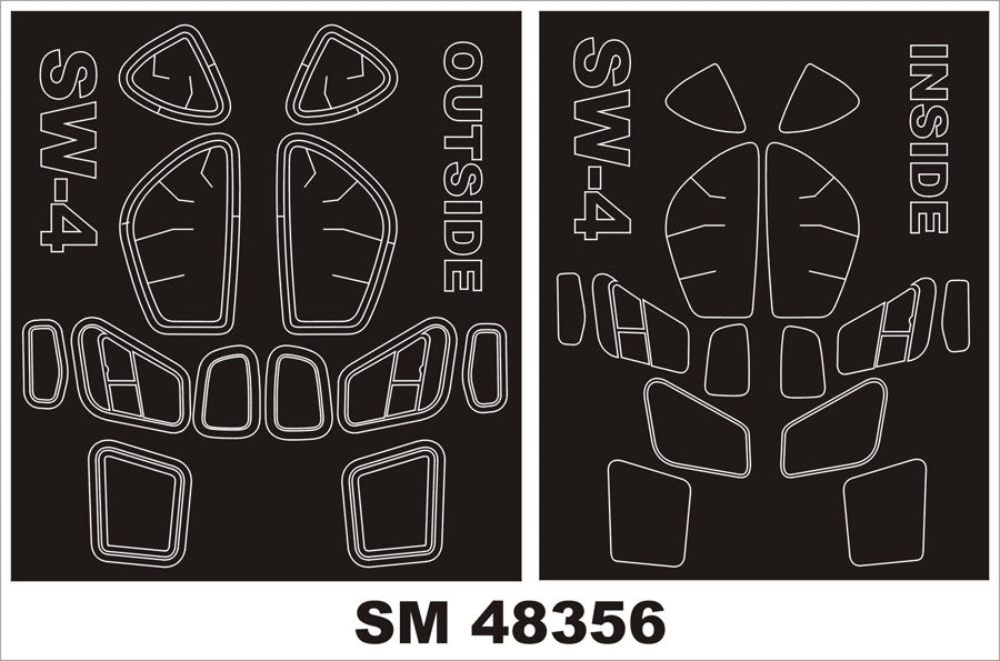 PZL SW-4 canopy frame paint masks (inside and outside) (designed to be used with AEROPLAST kits)