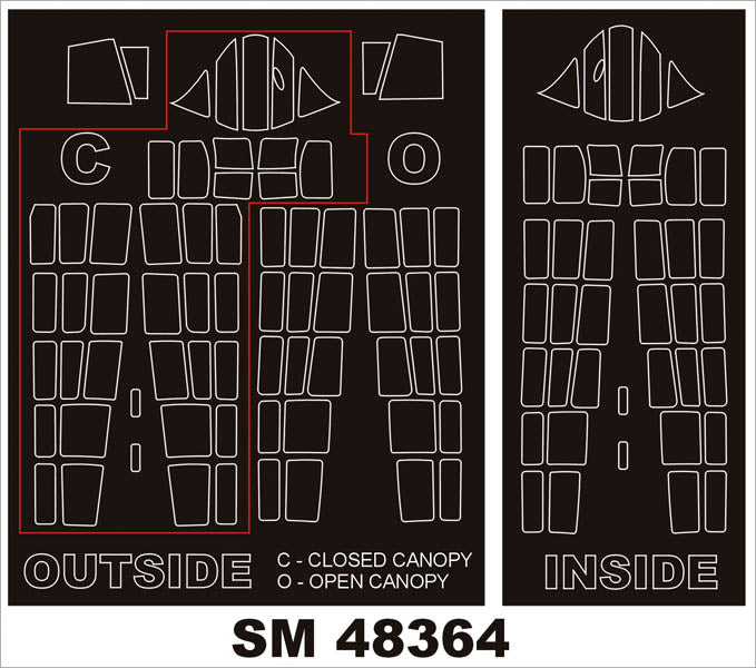 Douglas TBD-1 DEVASTATOR canopy frame paint masks (inside and outside) (designed to be used with Great Wall Hobby kits)