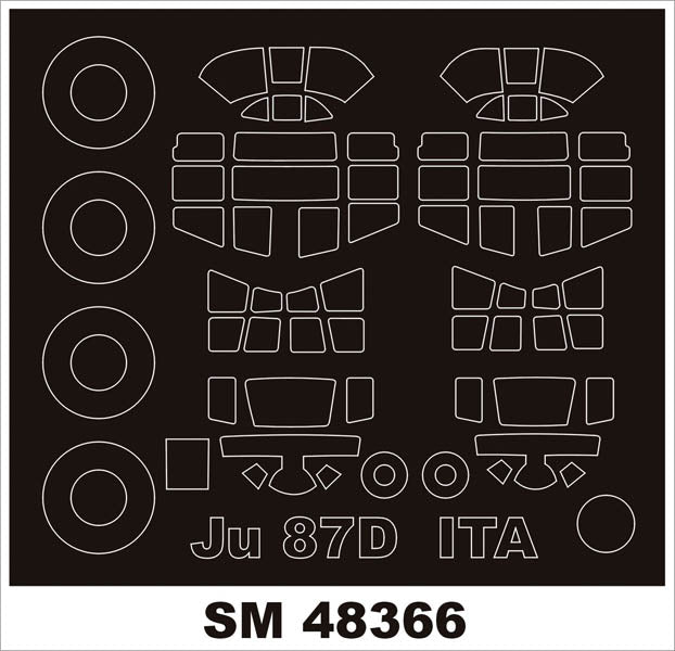 Junkers Ju-87D 'Stuka' canopy frame paint masks (inside and outside) (designed to be used with Italeri kits)
