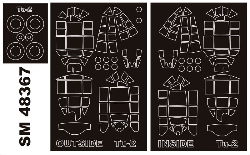 Tupolev Tu-2 canopy frame paint masks (inside and outside) (designed to be used with Bobcat Models and Xuntong Model kits)