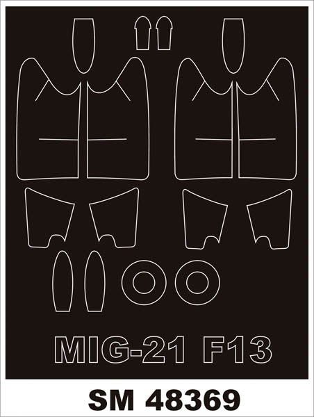 Mikoyan MiG-21F-13 canopy frame paint masks (inside and outside) (designed to be used with Trumpeter kits)