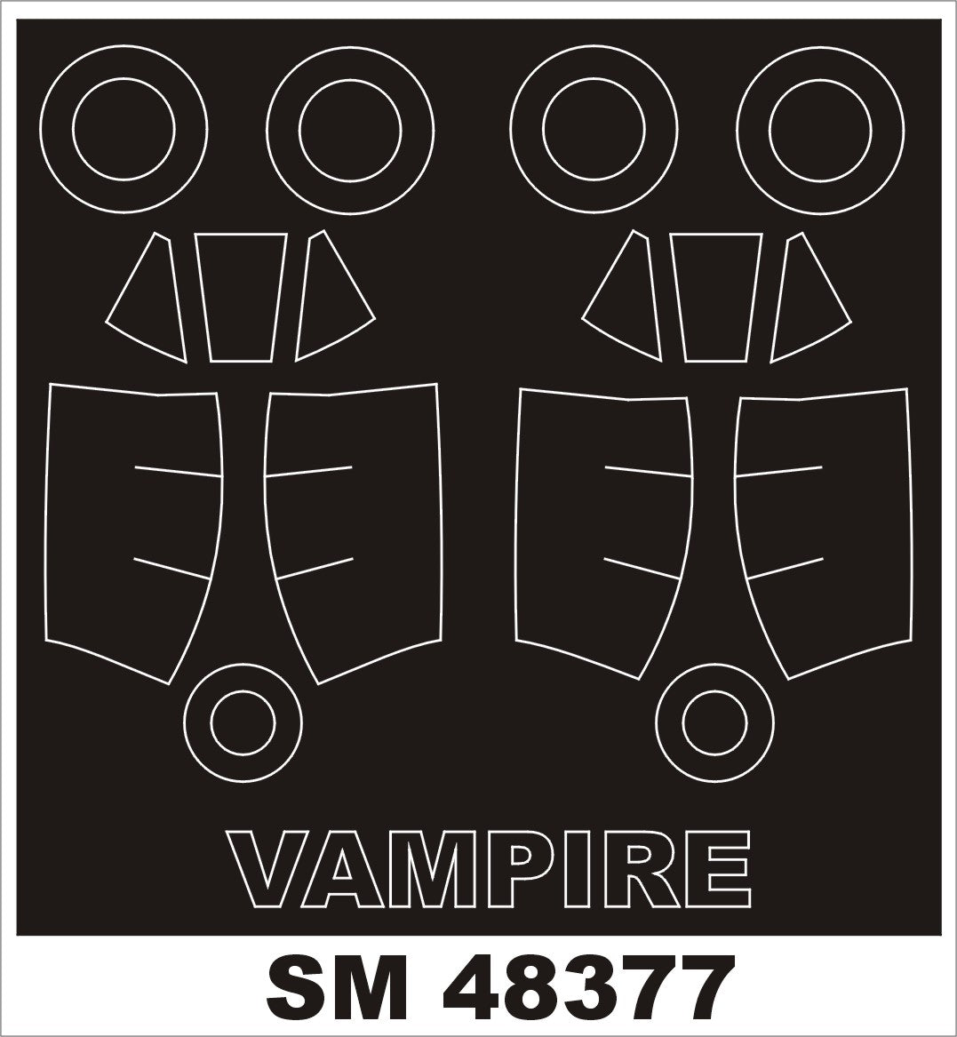 de Havilland Vampire FB.9 canopy frame paint masks (inside and outside) (designed to be used with Trumpeter kits)