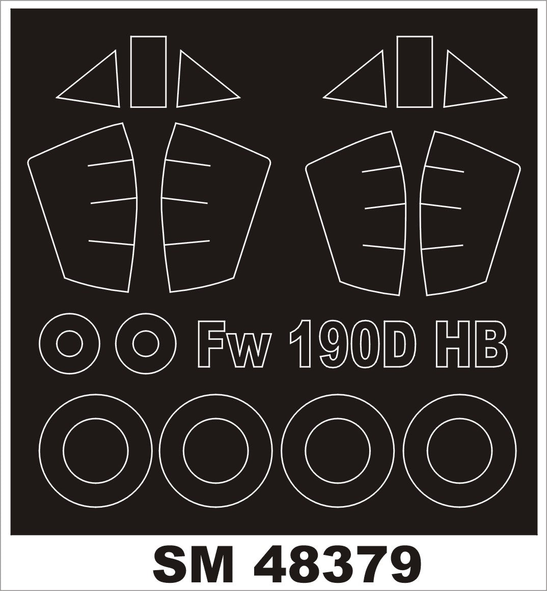Focke-Wulf Fw-190D-9 canopy frame paint masks (inside and outside) (designed to be used with Hobby Boss kits)