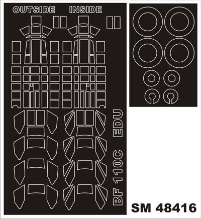 Messerschmitt Bf-110C (canopy frame paint masks (inside and outside)) (designed to be used with Eduard kits)