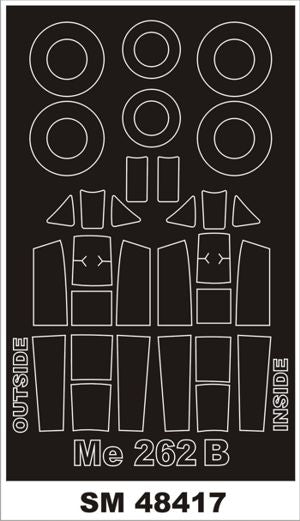 Messerschmitt Me-262B (canopy frame paint masks (inside and outside)) (designed to be used with Hobby Boss kits)
