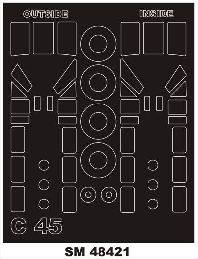 Beech C-45F/UC-45F (canopy frame paint masks (inside and outside)) (designed to be used with ICM UA UK kits)