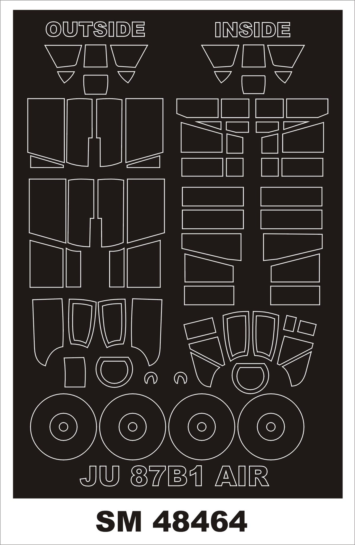 Junkers Ju-87B-1 'Stuka' canopy frame paint mask (inside & outside) (designed to be used with Airfix kits)