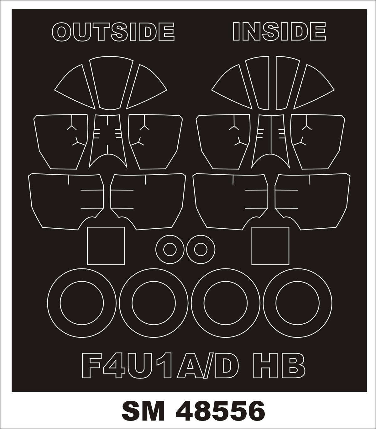 Vought F4U-1A/D CORSAIR (designed to be used with Hobby Boss kits) canopy frame paint mask (inside & outside)