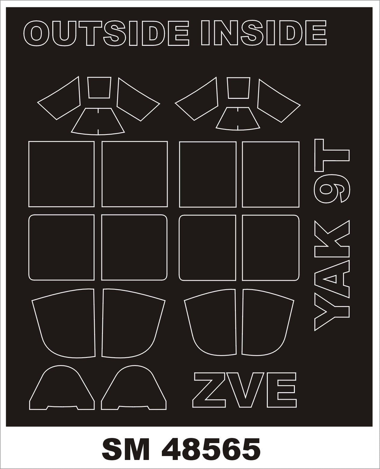 Yakovlev Yak-9T canopy frame paint mask (inside and outside) (designed to be used with Zvezda kits)