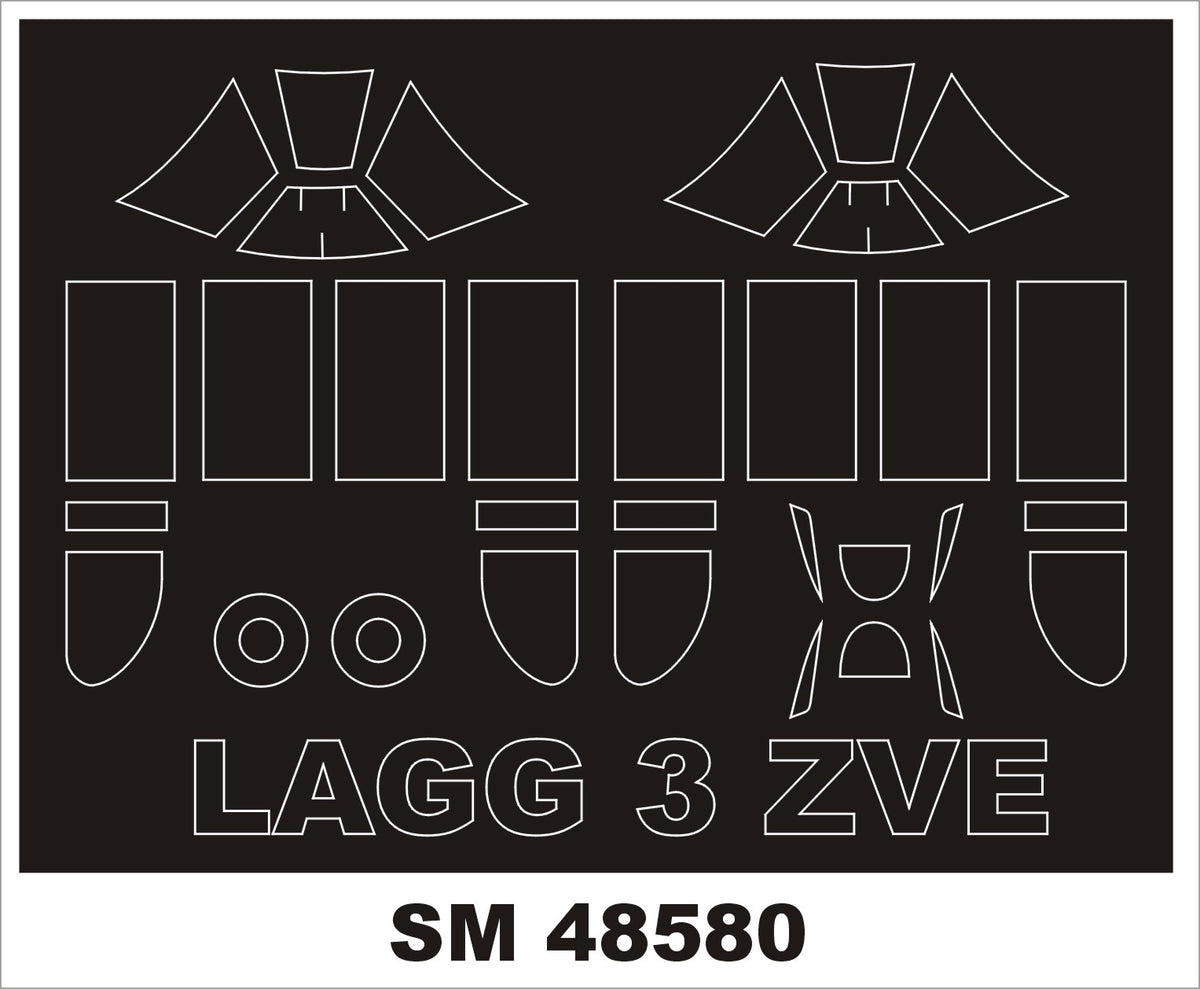 Lavochkin LaGG-3 (designed to be used with Zvezda kits) canopy frame paint mask (inside & outside)