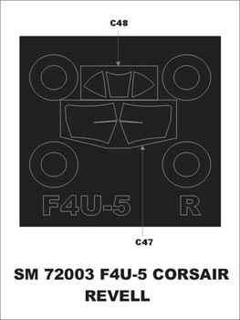 Vought F4U-5 Corsair canopy frame paint mask (outside only) (designed to be used with Revell kits)