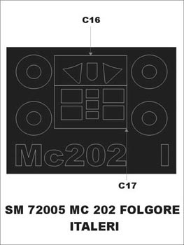 Macchi C.202 canopy frame paint mask (outside only) (designed to be used with Italeri kits)