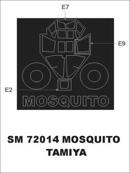 de Havilland Mosquito canopy frame paint mask (outside only) (designed to be used with Tamiya kits)