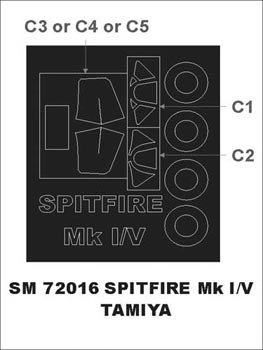 Supermarine Spitfire Mk.I/Mk.V canopy frame paint mask (outside only) (designed to be used with Tamiya kits)