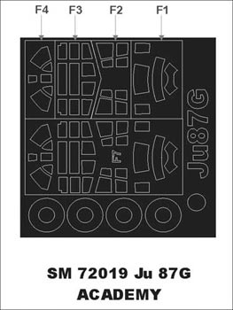 Junkers Ju-87G 'Stuka' canopy frame paint mask (outside only) (designed to be used with Academy kits)