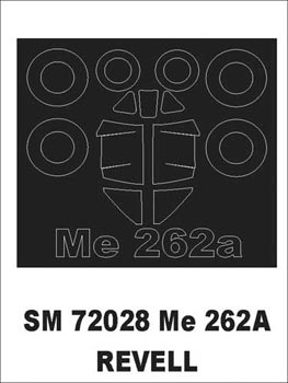 Messerschmitt Me-262A canopy frame paint mask (outside only) (designed to be used with Revell kits)