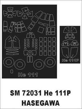Heinkel He-111P canopy frame paint mask (outside only) (designed to be used with Hasegawa kits)