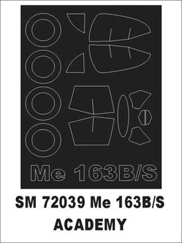 Messerschmitt Me-163 Komet canopy frame paint mask (outside only) (designed to be used with Academy kits)