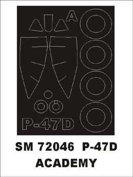 Republic P-47D Thunderbolt canopy frame paint mask (outside only) (designed to be used with Academy and MPM Limited kits)