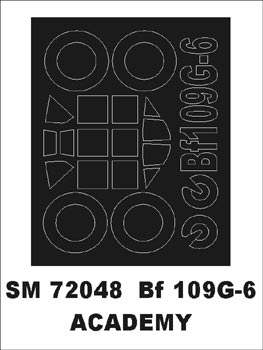 Messerschmitt Bf-109G-6 canopy frame paint mask (outside only) (designed to be used with Academy kits)