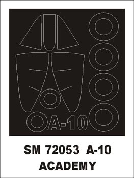 Fairchild A-10A Thunderbolt canopy frame paint mask (outside only) (designed to be used with Academy kits)