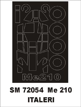 Messerschmitt Me-210 canopy frame paint mask (outside only) (designed to be used with Italeri kits)