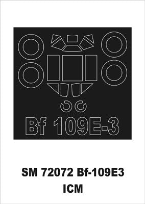 Messerschmitt Bf-109E-3 canopy frame paint mask (outside only) (designed to be used with ICM UA UK kits)