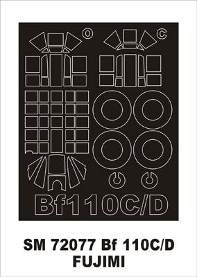 Messerschmitt Bf-110C/D canopy frame paint mask (outside only) (designed to be used with Fujimi kits)