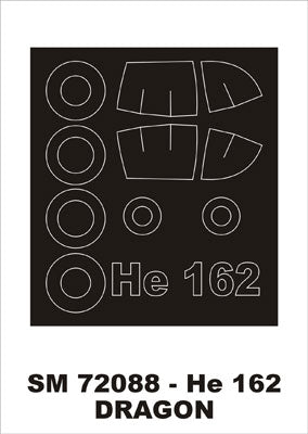Heinkel He-162 canopy frame paint mask (outside only) (designed to be used with Dragon kits)