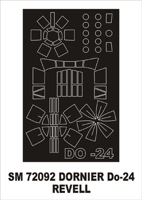Dornier Do-24T canopy frame paint mask (outside only) (designed to be used with Italeri and Revell kits)