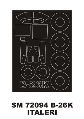 Douglas B-26K Invader canopy frame paint mask (outside only) (designed to be used with Italeri kits)