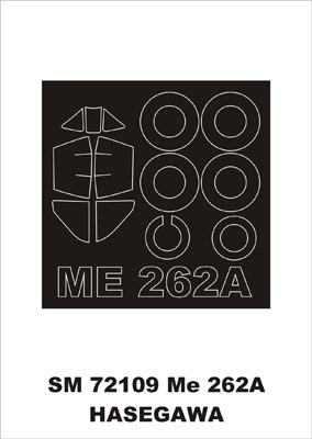 Messerschmitt Me-262 canopy frame paint mask (outside only) (designed to be used with Hasegawa kits)